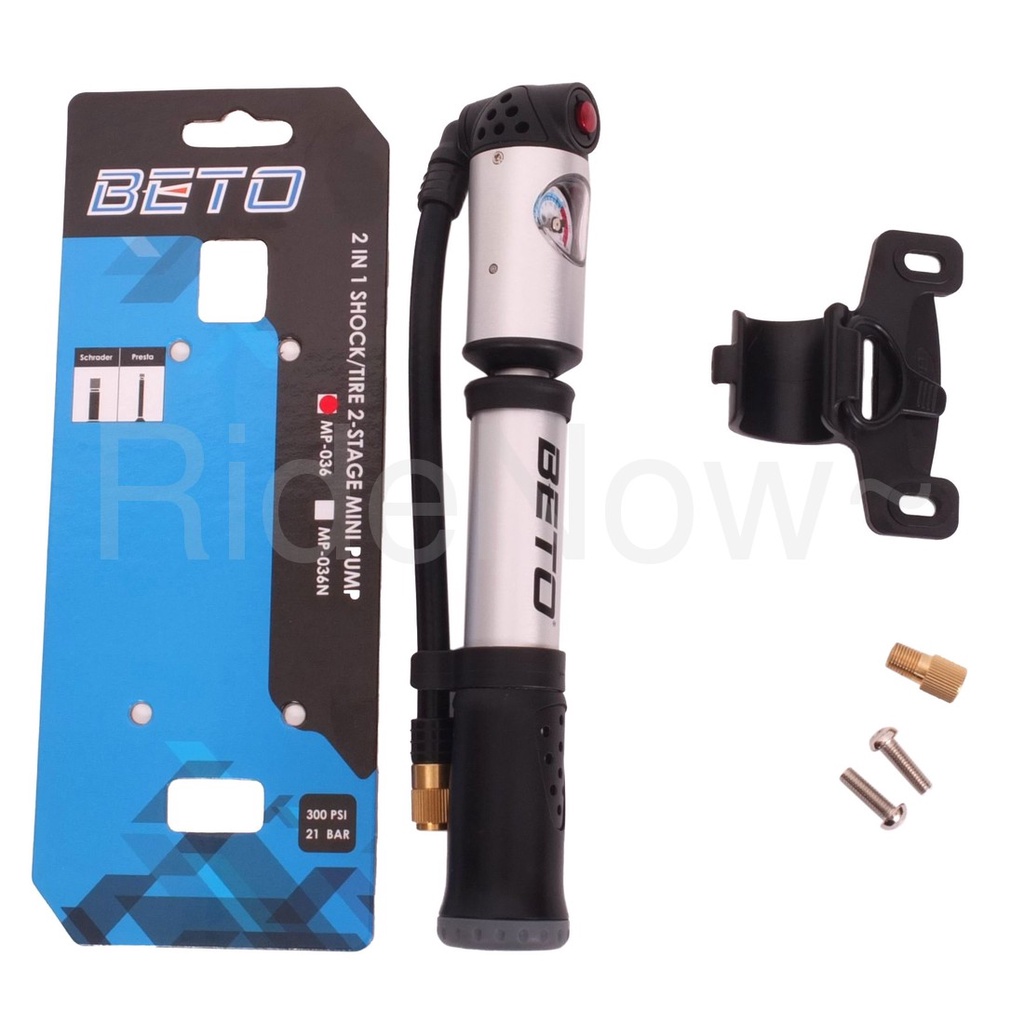 BETO MP-036 高壓 300psi 美/法式 避震器 自行車 攜車式打氣筒 壓力錶 洩壓閥