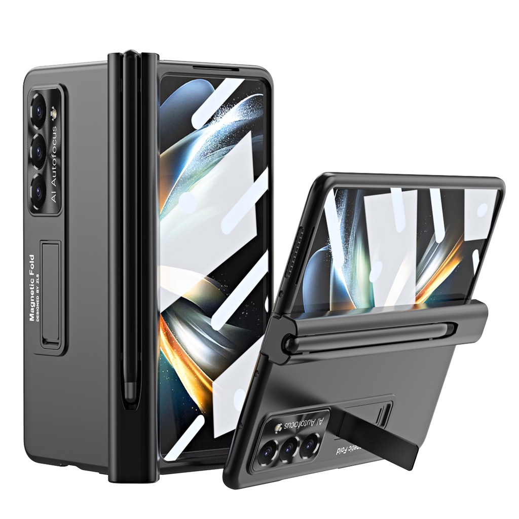 三星 Z Fold5 Fold4 Fold3 手機殼 磁吸鉸鏈折疊 全包 保護殼 殼膜一體 螢幕貼 筆槽 保護套 手機套