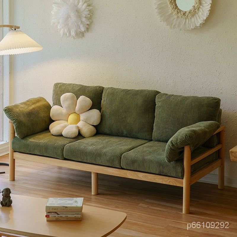 日式原木佈藝沙髮小戶型簡約現代雙三人傢用北歐出租房實木沙髮客廳沙發 辦公室沙發 雙人沙發 傢用沙發 單人沙發