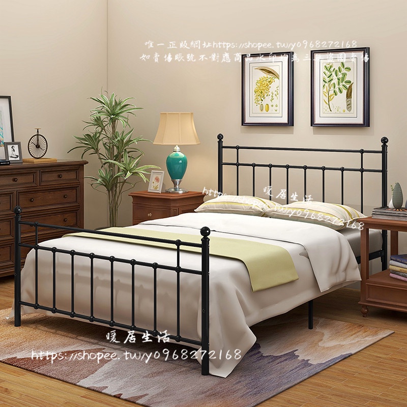 &lt;暖居生活&gt;北歐鐵藝床單人床經濟型1.5米黑色網紅鐵架床簡約拼接宿舍床白色