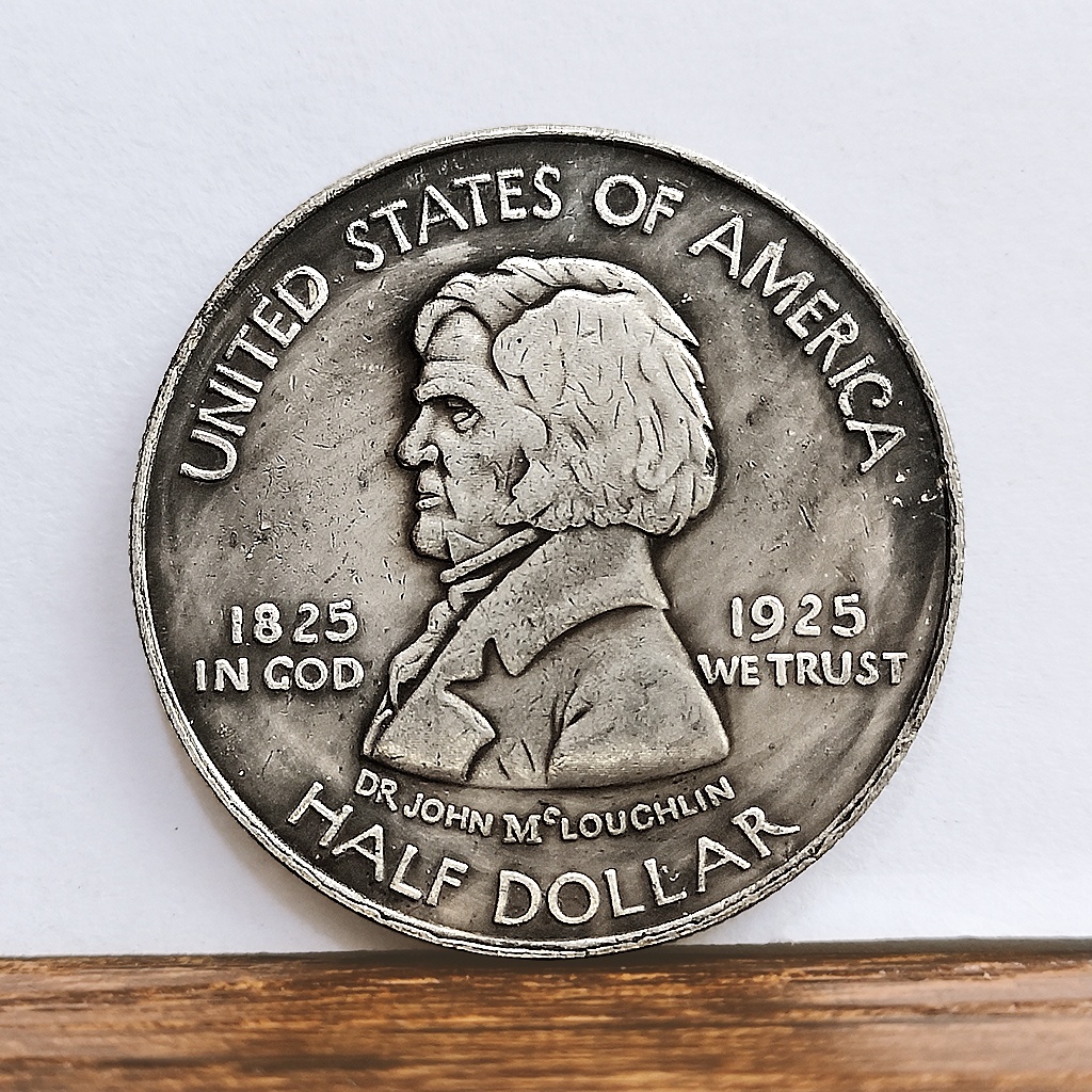1925溫哥華百年慶典紀念半美元銀幣 俄勒岡百年約翰麥克洛夫硬幣