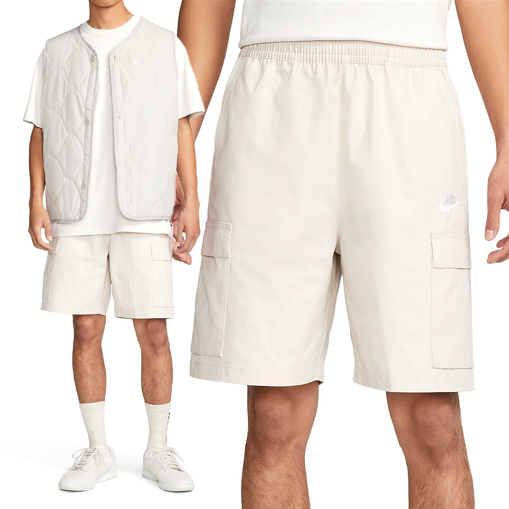 Nike Club Cargo Short 男 米白 工裝 機能 LOGO 復古 休閒 短褲 FB1247-104