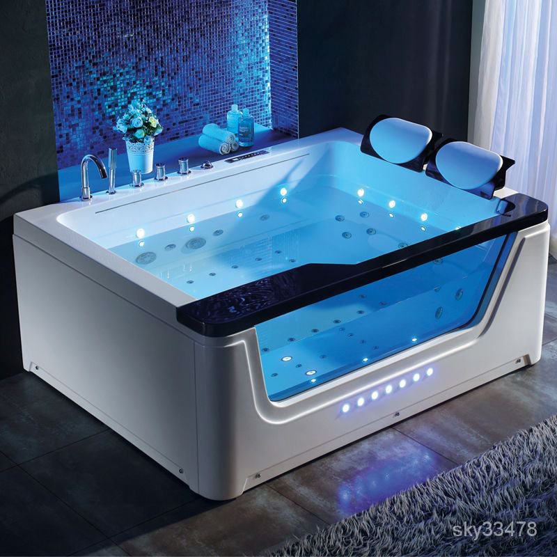 浴缸雙人傢用酒店情侶別墅浴盆全自動智能恆溫加熱衝浪按摩多功能