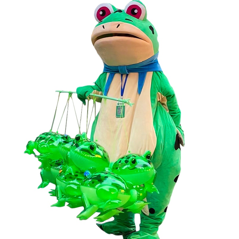 發光充氣青蛙充氣龍蝦充氣玩具青蛙彈力氣球兒童玩具手提跳跳蛙夜市擺攤娃娃機夜市擺地攤充氣