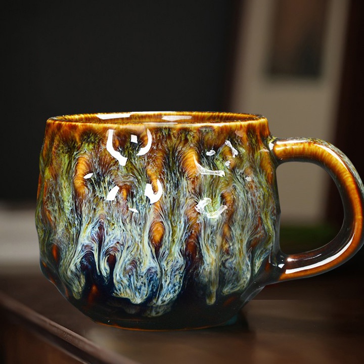 窯變 天目 釉 陶瓷 馬克杯 茶盞 錘紋 咖啡杯 帶把 個人杯 辦公水杯 泡茶杯子 窯變馬克杯 天目陶瓷