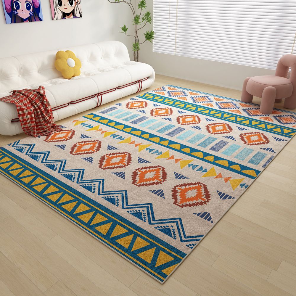 【精品】民族風格客廳地毯地墊子沙發茶幾臥室地毯床邊毯高級拼色新款可洗