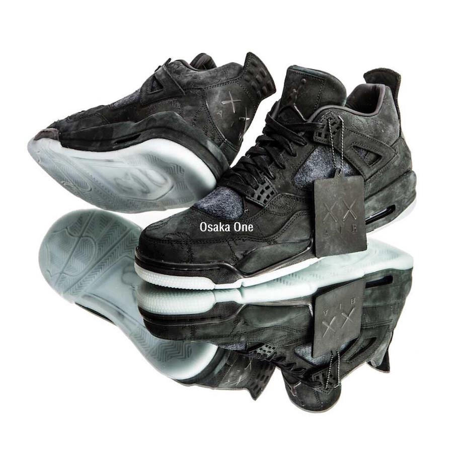 Air Jordan 4 X Kaws 黑色 黑麂皮夜光 實戰籃球鞋 930155-001