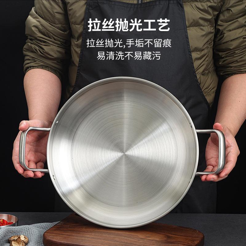 🔥熱賣推薦🔥韓式不銹鋼幹鍋海鮮鍋部隊火鍋金色平底淺鍋菜盤商用雙耳小炒鍋子