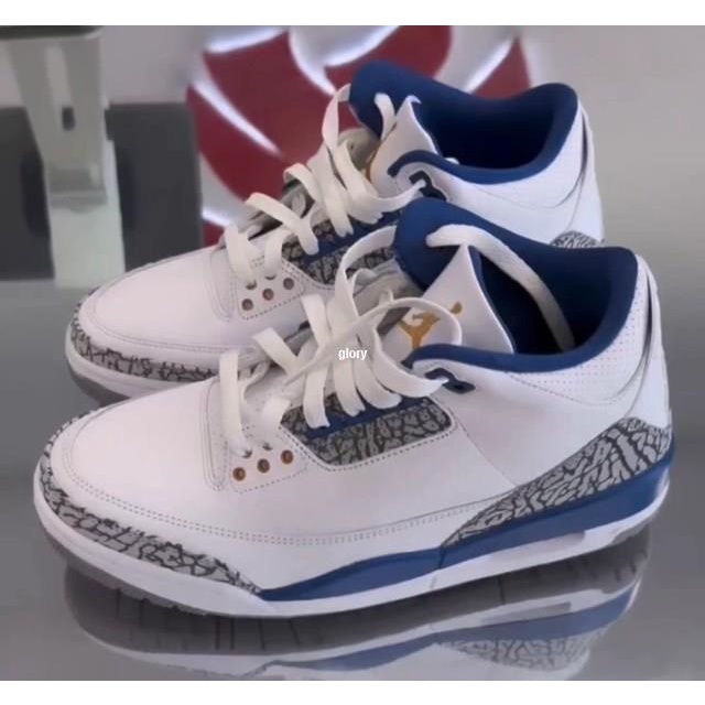 Air Jordan 3 Retro"Wizards"AJ3 白藍 爆裂紋 男子籃球鞋 CT8532-148