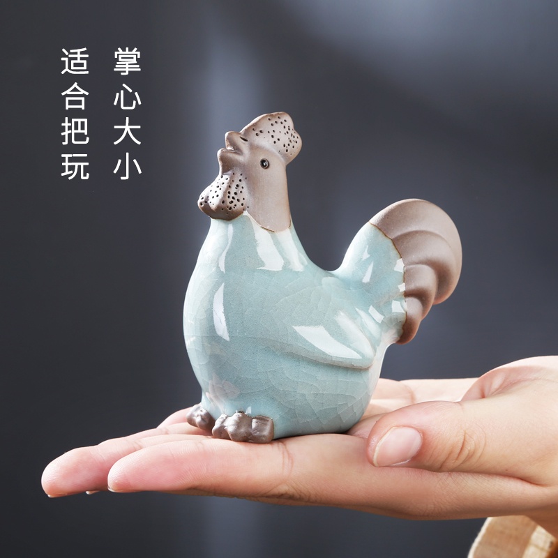可愛 陶瓷 茶寵 生肖 雞 擺件 茶桌 茶臺 吉祥物 精品 公雞 母雞 茶玩 動物 可養 招財