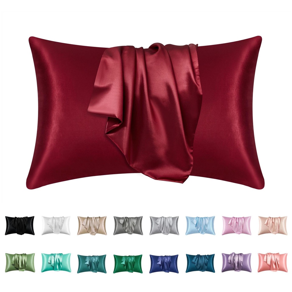 2 Pack Satin silk Pillowcase pillow case pillow cover queen