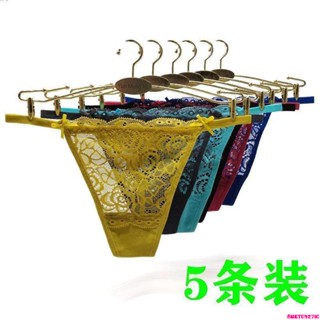 熱銷-枕邊玩物-5條裝性感丁字褲極致火辣T褲少女內褲小心機女式女士蕾絲邊鏤空