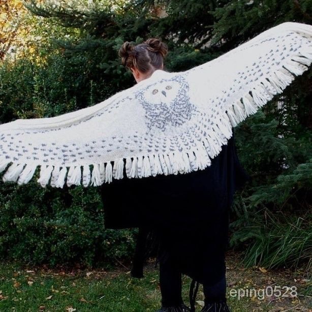 手工圍巾 圍巾 Hedwig knitting pattern 海德薇 貓頭鷹圍巾 貓頭鷹 針織衫 冬季 保暖 哈利波特