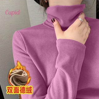 雙面磨毛德絨秋冬打底衫女半高領學生長袖內搭保暖堆堆領發熱上衣 大尺碼發熱衣 內搭衣 保暖衣