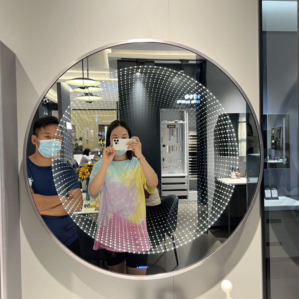 【鏡子】浴室鏡智能鏡led發光浴室鏡時空隧道輕奢洗手衛生間藝術化妝裝飾鏡子【破損補發】