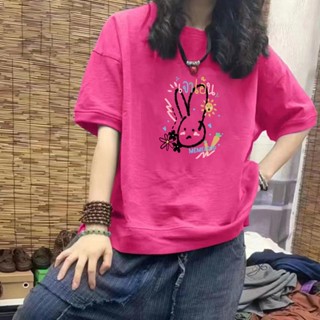 ★鹽係女overT恤 印花上衣 顯瘦上衣 潮t 美式百搭短袖 複古甜美上衣 寬鬆上衣 圓領上衣 印花上衣 大尺碼上衣