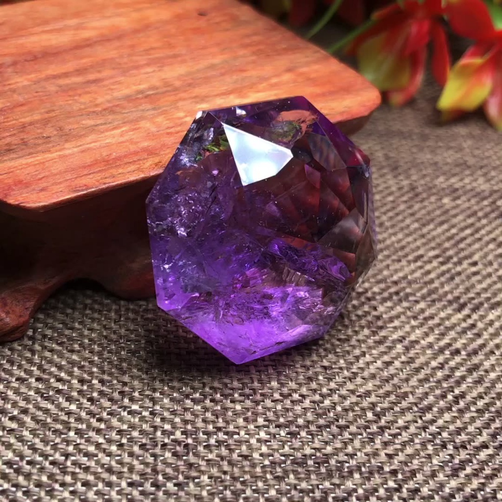 特價天然紫黃晶鉆石面靈擺吊墜大號紫晶掛墜水晶男女項墜掛飾禮品