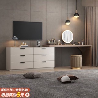 現貨-免運 限時促銷 現代簡約梳妝檯 收納櫃 電視櫃組閤 化妝臺 桌子 電視櫃 矮櫃 一件式小戶型臥室多功能伸縮化妝桌