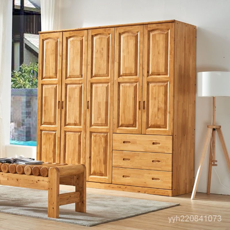 衣櫃 中式全實木衣櫃柏木臥室傢具組裝整體定製衣櫃三四五六門大衣櫥