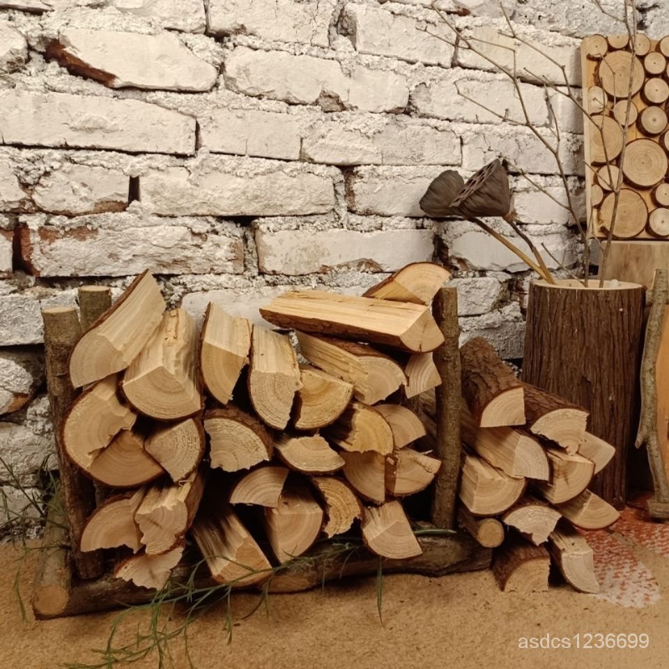 裝飾木柴壁爐原木木材 擺件陳列拍攝道具簡約美式木頭木柴現代