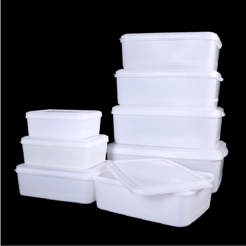 店鋪特價♛高品質 酒店冰箱冷凍收納盒子長方形保鮮盒塑膠容量特大號白色廚房食品盒