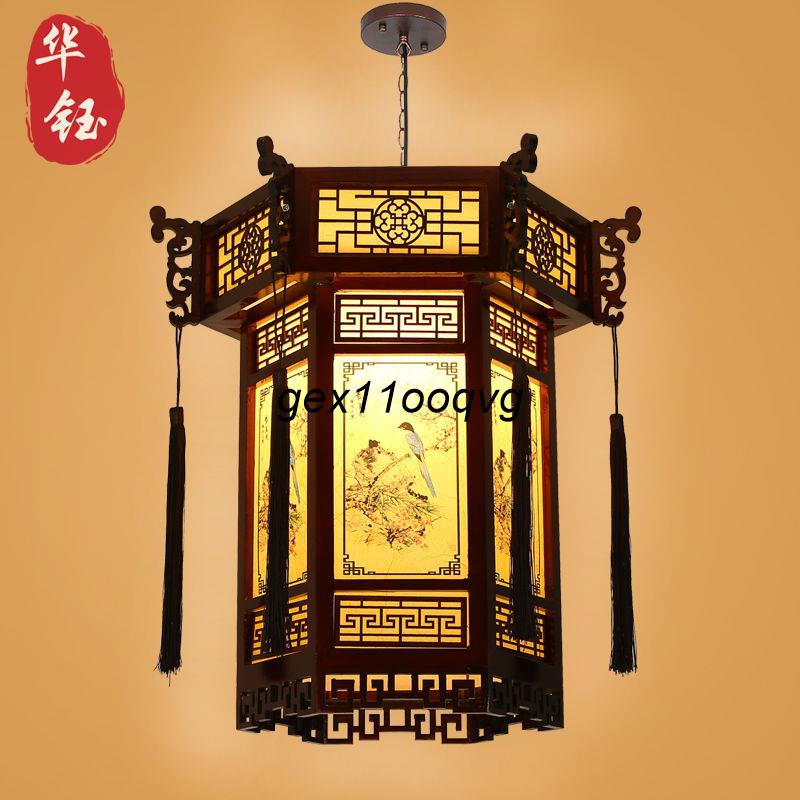 中式吊燈寺廟走廊燈實木酒樓包間羊皮燈具中國風宮廷古典燈籠