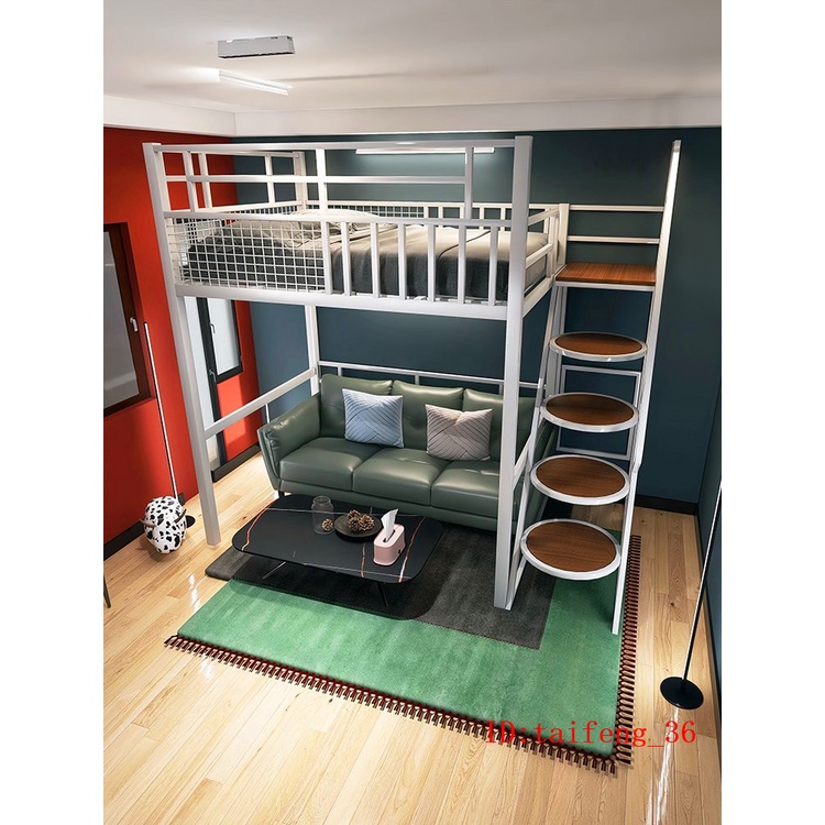 低價 新款 鐵藝高架床單上層多功能省空間公寓復式二樓樓閣床現代簡約