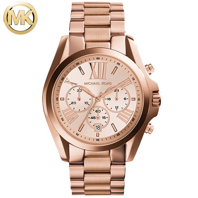 MICHAEL KORS 大錶盤時尚玫瑰金鋼鏈圓盤日曆中性男女通用手錶女錶男錶 MK5503 3920