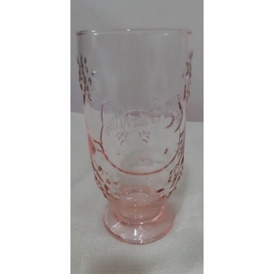 日本製 hello kitty1998粉紅浮雕高腳玻璃杯