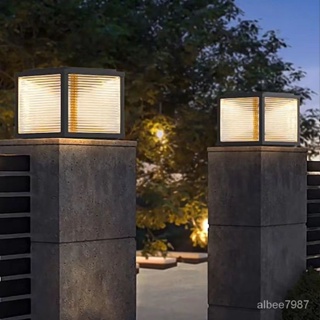 太陽能柱頭燈現代簡約戶外防水庭院燈室外別墅圍墻花園柱子燈柱燈