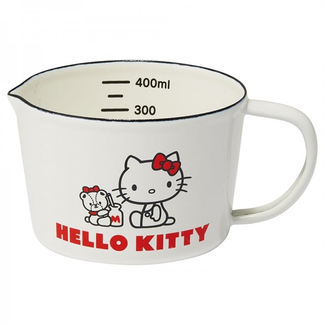 正版 SKATER 凱蒂貓 Hello Kitty 不鏽鋼琺瑯單耳量杯 450ml 琺瑯量杯 計量杯 不鏽鋼琺瑯計量湯杯