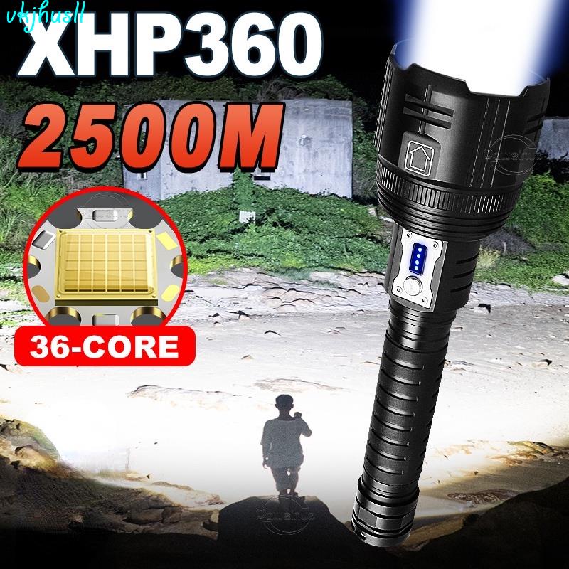 臺灣出貨超強大的LED手電筒XHP360可充電工作手電筒Usb可變焦戰術閃光燈18650露營狩獵燈籠