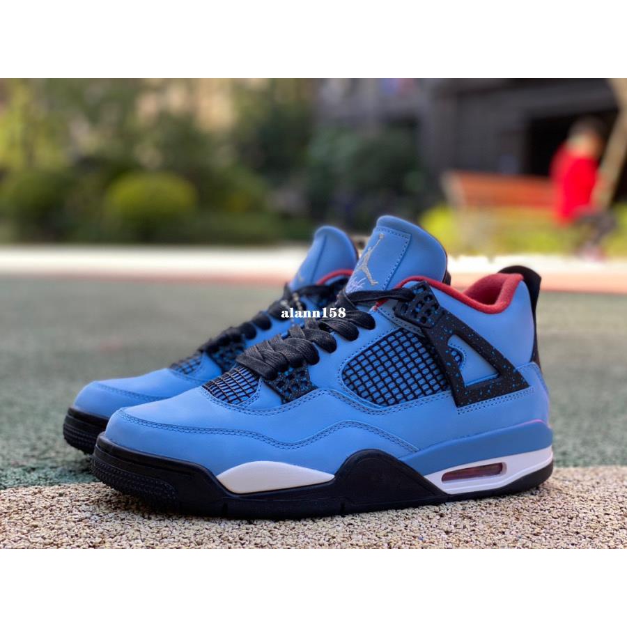 Air Jordan 4 x Travis Scott Cactus 湖水藍 藍麂皮 籃球鞋308497-406