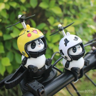 ✨新店特惠✨Decoration可愛熊貓 電動車裝飾品自行車摩托小物件竹蜻蜓生日禮物車載小擺件