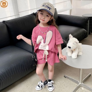 女童套裝 夏季短袖套裝 女童套裝夏裝女孩2023夏季新款韓版洋氣兩件套兒童寶寶短袖短褲潮