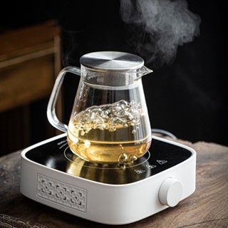 家用燒水壺 花茶泡茶器 手工咖啡下壺 不鏽鋼濾蓋透明分享壺 帶把手玻璃壺 日式茶壺 便捷耐高