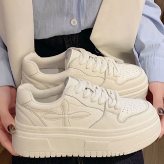 【舒適女鞋】百搭厚底小白鞋女 2024春季新款學院風 增高鬆糕鞋 小眾厚底鞋 顯瘦顯腳小經典休閒鞋 高階感運動鞋