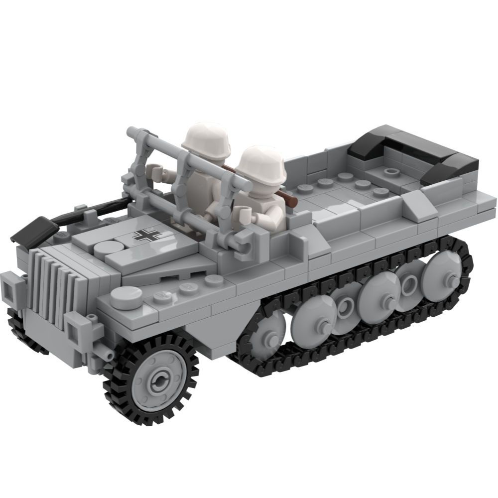 坦克 戰車 二戰積木MOC德軍SDKFZ10半履帶運輸車brickmania第三方CB創造積木