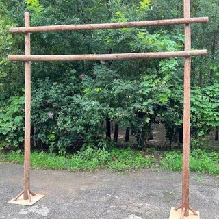 LE HOME 輕奢露營地民宿木頭架子大門頭橫幅框原木拱門製作木頭樹樁裝飾