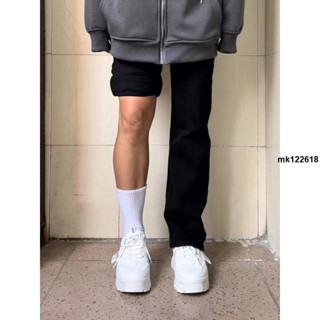 4XL～大尺碼長褲 大尺碼牛仔褲 加碼 中大尺碼 大尺碼女裝 黑色高腰直筒牛仔褲女秋季大尺碼胖mm高街百搭遮肉顯瘦休mk