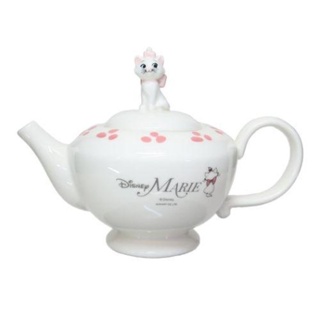 【現貨】小禮堂 迪士尼 瑪麗貓 造型陶瓷茶壺 500ml (白坐姿款)