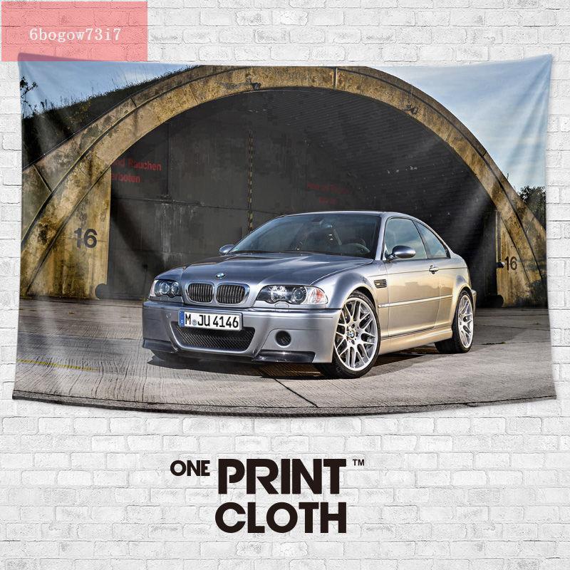 BMW寶馬三系E46 M3復古情懷汽車寫真墻布裝飾背景布海報掛布掛毯（bogow印花)