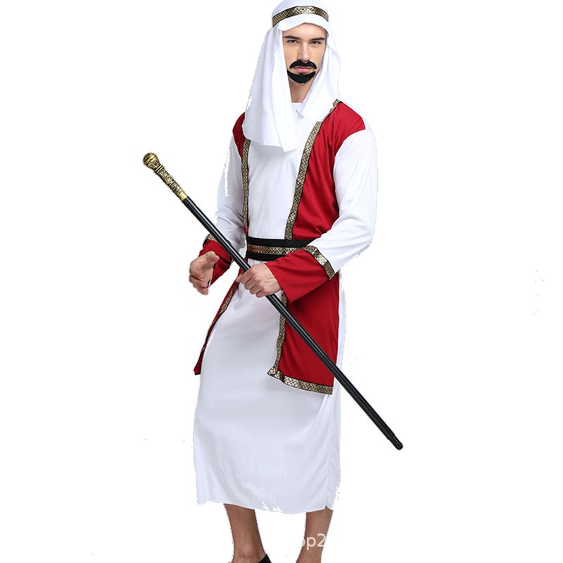 【Cosplay服飾】萬聖節角色扮演男牧羊人穆斯林中東迪拜紅馬甲阿拉伯演出服裝 HL1J