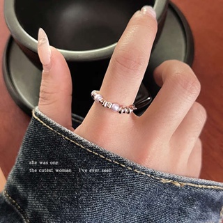 輕奢碎銀子珍珠戒指女小眾設計高級感食指戒時尚個性閨蜜指環尾戒