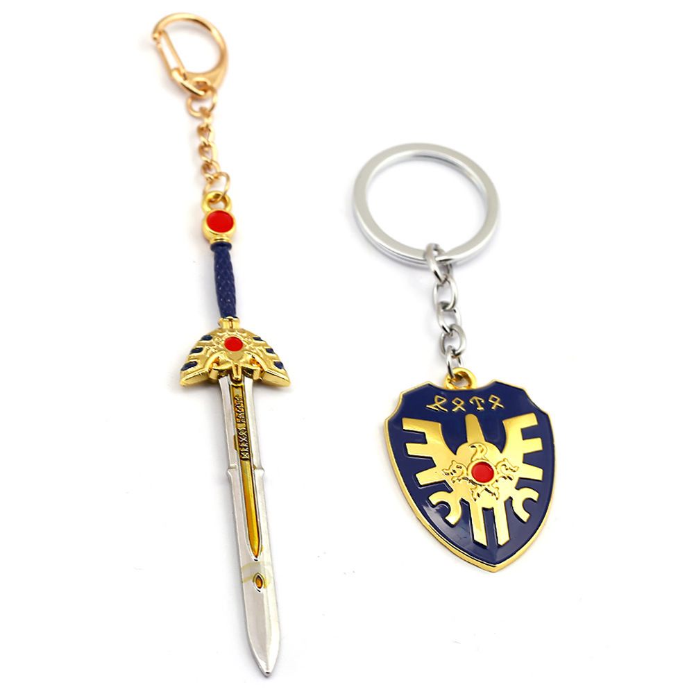 勇者鬥惡龍 吊飾 掛件 鑰匙圈 新款遊戲勇者鬥噁龍羅德之劍羅德之盾金屬鑰匙扣史萊姆掛件男飾品