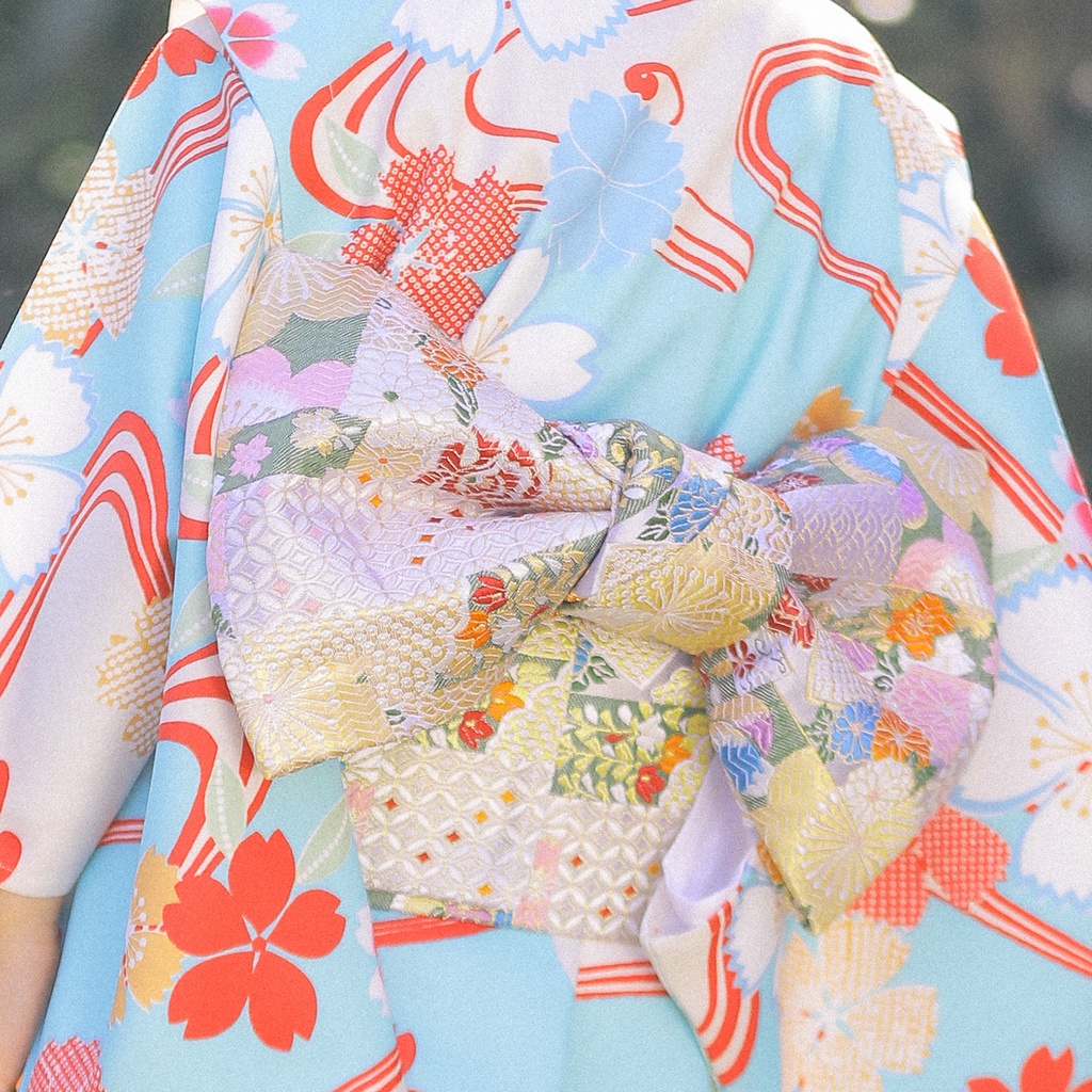 桔子點點兒童日本和服腰封日式浴衣腰帶束帶華麗織錦定型蝴蝶結款