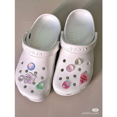 鞋扣crocs Y2K Crocs洞洞鞋適配鞋花鞋扣裝飾高級感細閃愛心花朵半圓 diy可拆卸