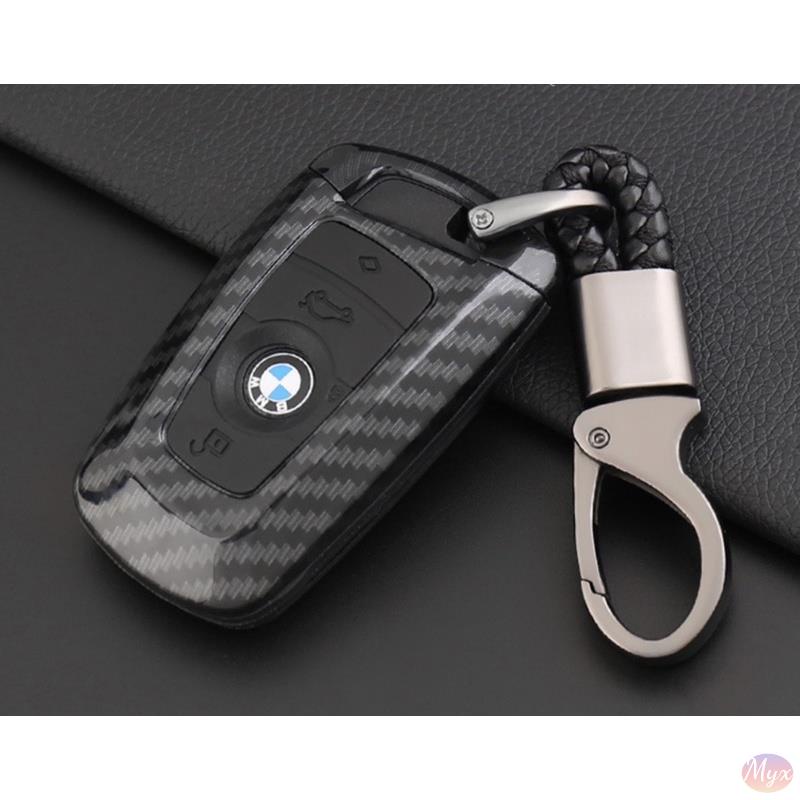 Myx車品適用於BMW 寶馬 三按鍵碳纖維鑰匙套 鑰匙包 卡夢鑰匙套 鋁合金掛鉤 鑰匙掛鉤 硬殼鑰匙套 3 5 7系列