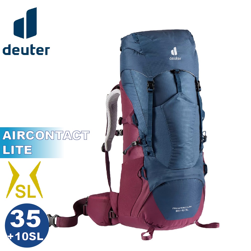 【Deuter 德國 AIRCONTACT LITE 35+10SL 拔熱式透氣背包《深藍/黑莓》】3340221/登山
