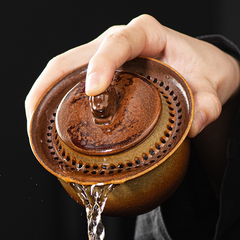 粗陶 柴燒 蓋碗 茶杯 手抓壺 單壺 防燙 個人 專用 旅行 功夫 茶具 泡茶器 陶瓷 陶瓷茶具 柴燒茶杯
